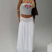 Small Towns Shirred Midi Skirt White