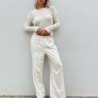 Louis Linen Blend Pants Off White