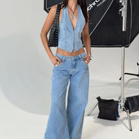 Pearlisle Low Rise Baggy Jeans Light Wash