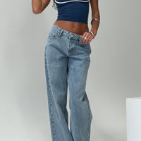Serenitia Mid Rise Straight Leg Jeans Light Wash