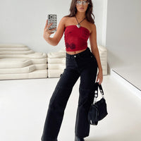 Thomson High Rise Wide Leg Cargo Jeans Black