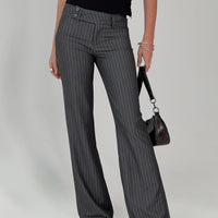 Kinkirk Flared Pants Grey Pinstripe