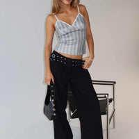 Baccarat Mid Rise Wide Leg Belted Jeans Black