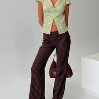 Kinkirk Flared Pants Brown Pinstripe