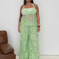 Finesse Pants Green Floral Curve