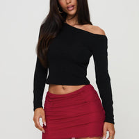 Meredith Ruched Mini Skirt Red