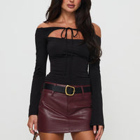 Magee Faux Leather Mini Skirt Burgundy