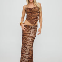 Better Now Cowl Neck Set Brown Tiger