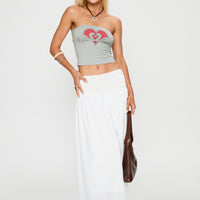 Small Towns Shirred Midi Skirt White