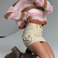 Lydie Cargo Mini Skirt Beige