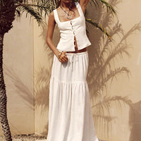 Tearose Linen Blend Maxi Skirt White
