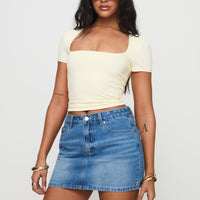 Paulette Denim Mini Skirt Light Wash