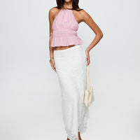 Freebirds Lace Midi Skirt White