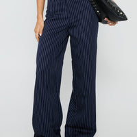 Lorenne Mid Rise Pant Navy Pinstripe
