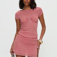 Flattered Shimmer Mini Skirt Pink