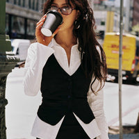 Ginger Linen Blend Vest Black