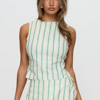 Penelopie Backless Top Green Stripe