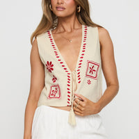 Grazia Vest Top Cream / Red