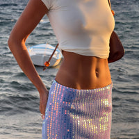 Headliner Shimmer Mini Skirt Purple