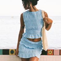 Miss You More Shirred Set Blue