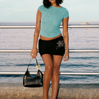 Quotation Diamante Mini Skirt Black