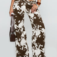 Baccarat Mid Rise Wide Leg Belted Pant Cow Print