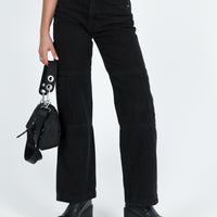 Thomson High Rise Wide Leg Cargo Jeans Black
