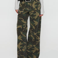 Briony Mid Rise Wide Leg Jeans Camouflage