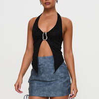 Ceejay Faux Leather Mini Skirt Slate