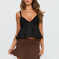 Indulge Yourself Ruched Mini Skirt Chocolate