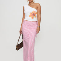 Fluttering Maxi Skirt Pink Stripe