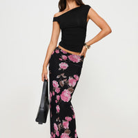 Modalla Maxi Skirt Black Floral