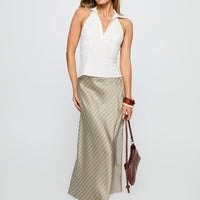 Mixed Signals Midi Skirt Brown Stripe