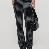 Allude Low Waist Pinstripe Pant Black