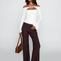 Kinkirk Flared Pants Brown Pinstripe