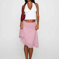 Evanescence Asymmetrical Midi Skirt Pastel Pink