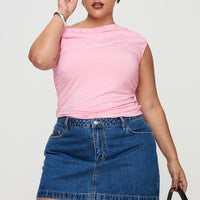 Nickei Denim Mini Skirt Mid Wash Curve