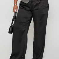 First Place Low Rise Satin Pant Black Curve
