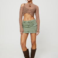 Zakai Cargo Denim Mini Skirt Green
