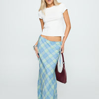 Seafarer Tie Side Maxi Skirt Blue Check