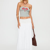Small Towns Shirred Midi Skirt White