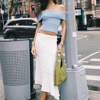 Mathylda Asymmetrical Lace Maxi Skirt White