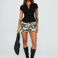 Voltage Denim Mini Skirt Camouflage