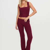 Closed Eyes Flared Pants Maroon
