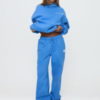Princess Polly Wide Leg Track Pant Bubble Text Blue