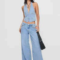 Pearlisle Low Rise Baggy Jeans Light Wash