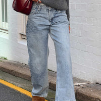 Serenitia Mid Rise Straight Leg Jeans Light Wash