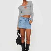 Zakai Cargo Denim Mini Skirt Ice Blue