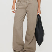 Paltrow Mid Rise Wide Leg Cargo Jeans Washed Brown