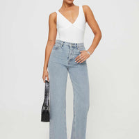 Fawcett High Rise Straight Leg Jeans Light Blue Wash Petite